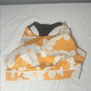 Yelete Active Racerback - Floral Orange and White Sports Bra